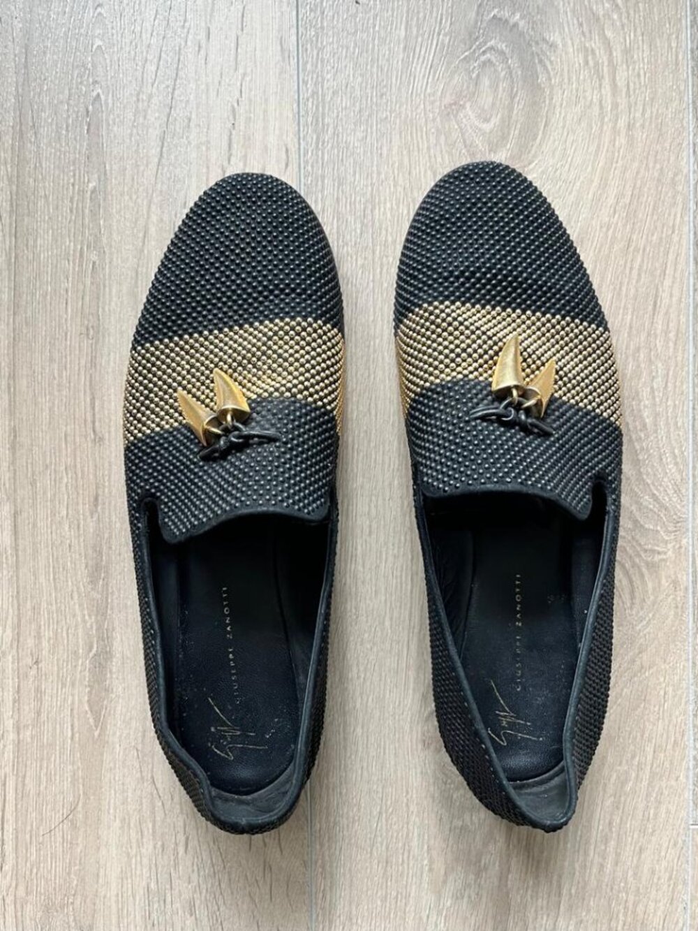 Giuseppe Zanotti Leather Loafers (Gold & Black)